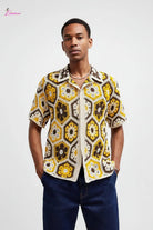 Golden crochet open-knit shirt - Epicplacess