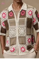 Brown patchwork crochet shirt - Epicplacess