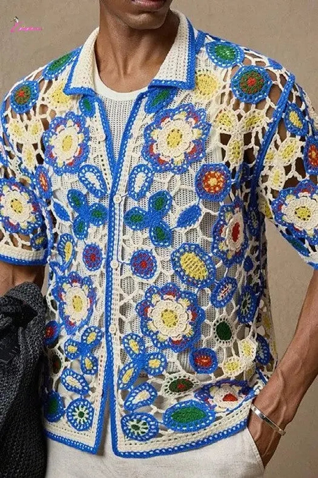 Cobalt floral crochet shirt - Epicplacess