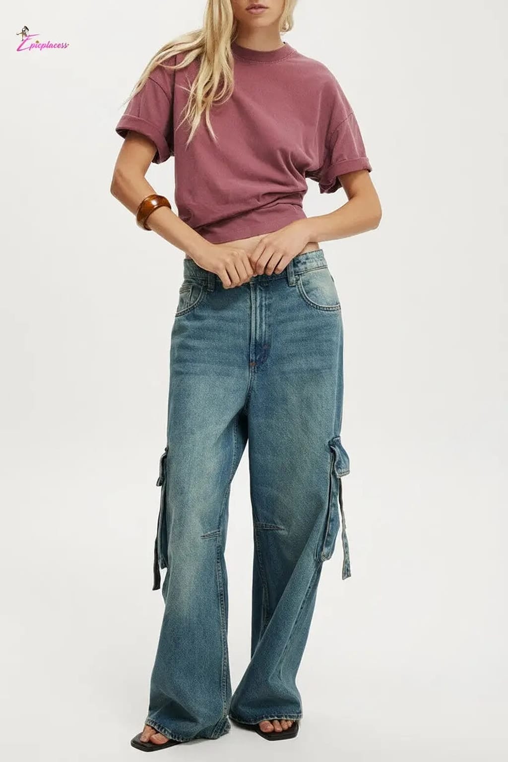 High-rise wide-leg cargo jeans - Epicplacess