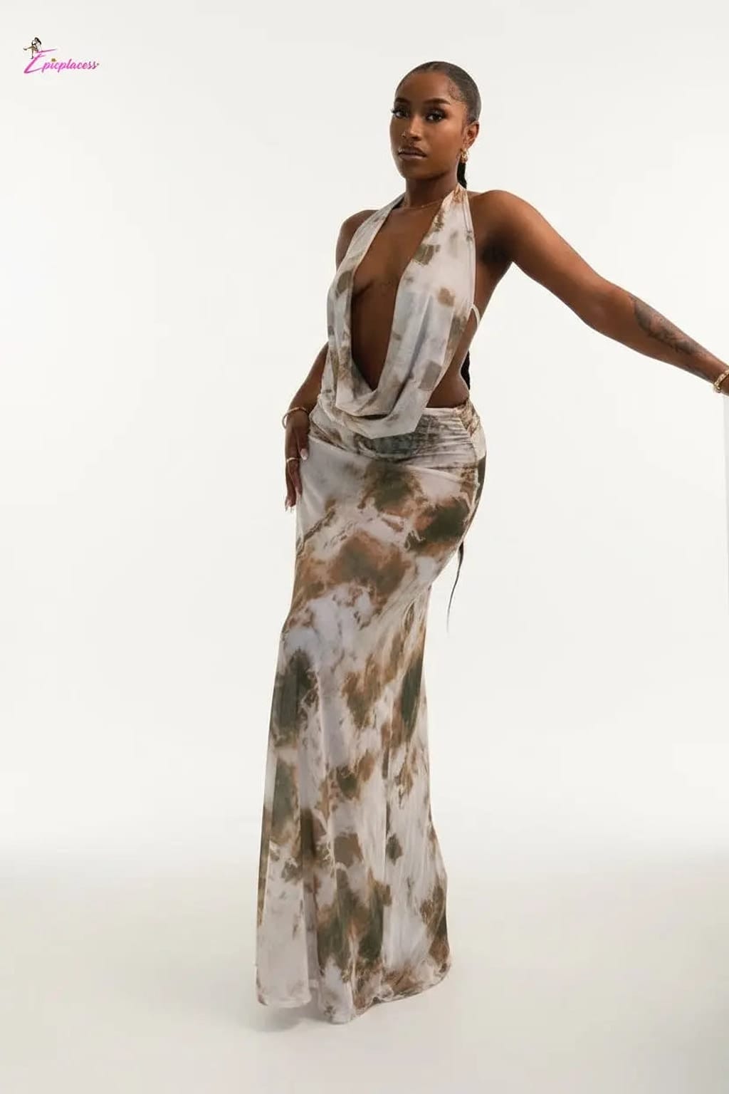 Tie-dye halter maxi dress - Epicplacess