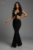 Serpent Charm Ruched Crop & Wide-Leg Pant Set - Epicplacess