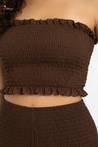 Smocked Ruffle Tube Top & Tiered Flare Pants Set - Epicplacess