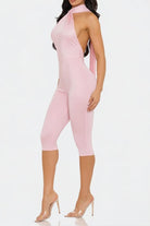 Twisted Halter Neck Open Back Cape Capri Jumpsuit - Epicplacess