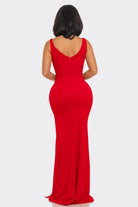 Women's Ruby Radiance Red Rhinestone Slit Maxi Gown