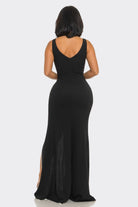 Women's Ruby Radiance Red Rhinestone Slit Maxi Gown