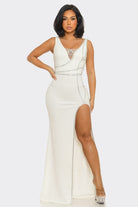 Women's Ruby Radiance Red Rhinestone Slit Maxi Gown