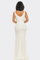 Women's Ruby Radiance Red Rhinestone Slit Maxi Gown