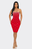 Midnight Dazzle Black Rhinestone Strapless Midi Dress - alternate angle