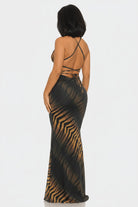 Tiger Print Mesh Maxi Dress - Studio Enhanced