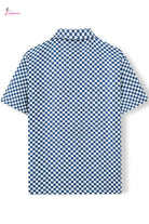 Checker board Cuban Short-Sleeve Button-Up Shirt Epicplacess