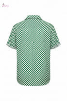 Checker board Cuban Short-Sleeve Button-Up Shirt Epicplacess