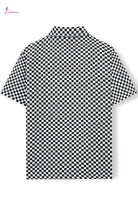 Checker board Cuban Short-Sleeve Button-Up Shirt Epicplacess