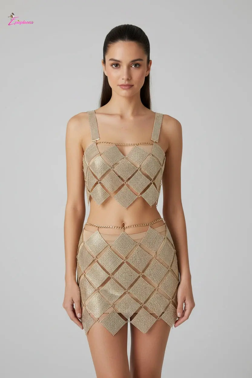 Cross Verva Metallic Mesh Two Piece Set - Epicplacess