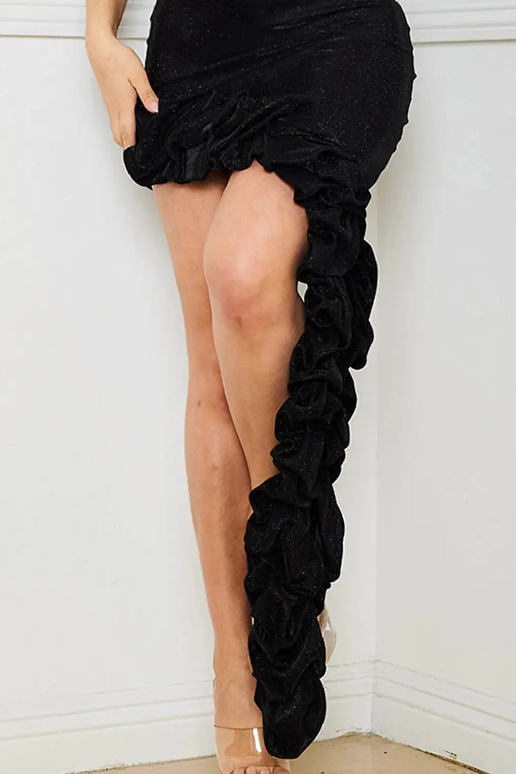 Dazzle Doll Glitter Maxi Dress - Black - Epicplacess