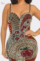 Multicolor Rhinestone & Pearl Embellished Bodycon Mini Dress - Epicplacess