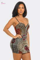 Multicolor Rhinestone & Pearl Embellished Bodycon Mini Dress - Epicplacess