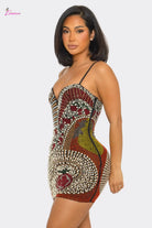 Multicolor Rhinestone & Pearl Embellished Bodycon Mini Dress - Epicplacess