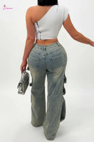 Paper Clip Decor One Shoulder Top - Epicplacess
