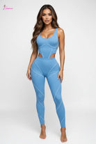 Ribbed Seamless Cutout Corset Crop Top & Leggings Set - Epicplacess