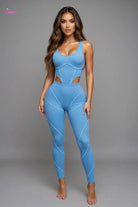 Ribbed Seamless Cutout Corset Crop Top & Leggings Set - Epicplacess