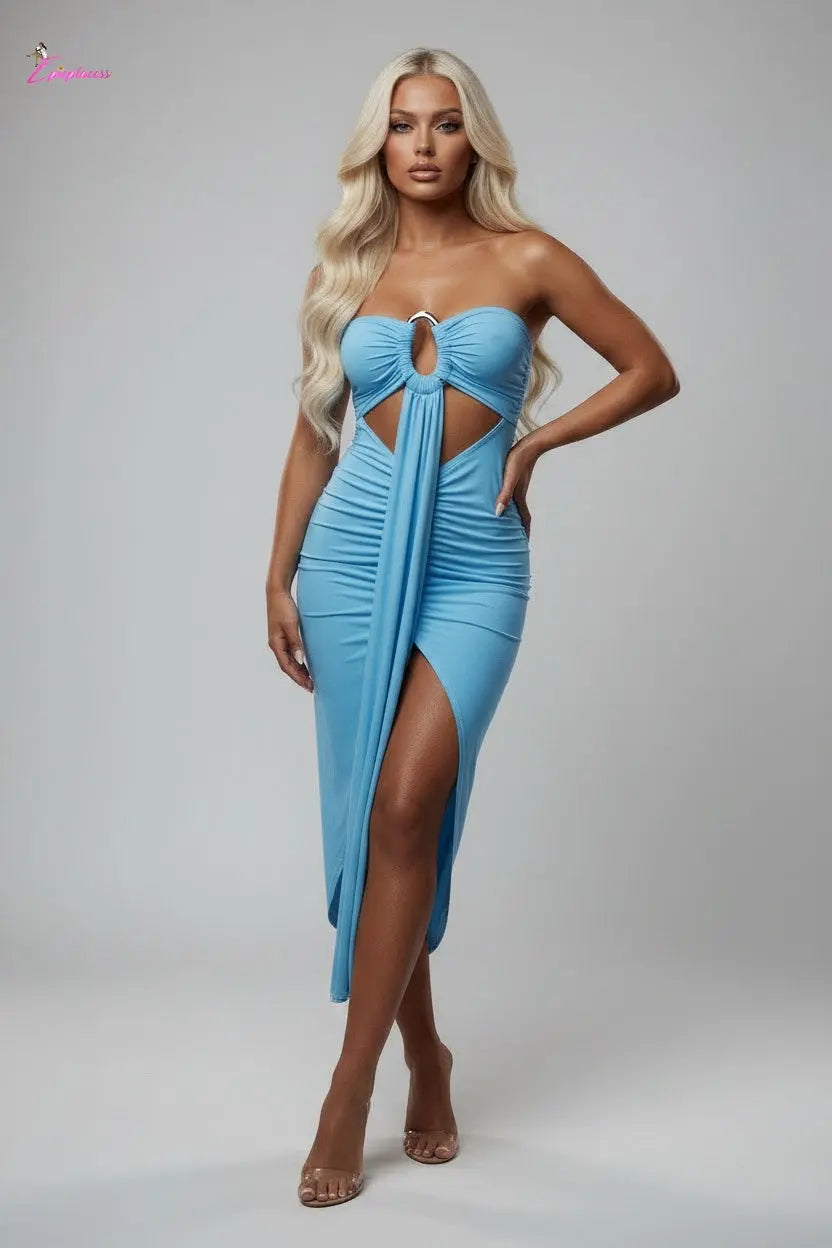 Halter Neck Open-Back Fringe Maxi Dress