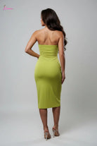 Ring-Detail Cut-Out Strapless Ruched Midi Dress - Epicplacess