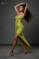 Ring-Detail Cut-Out Strapless Ruched Midi Dress - Epicplacess