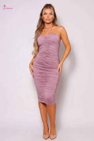 Ruched & Ready Strapless Midi Dress