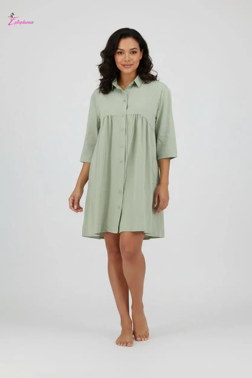 Sage Green Button Down Smocked Waist Mini Shirt Dress Epicplacess Sage Green Button Down Smocked Waist Mini Shirt Dress Epicplacess