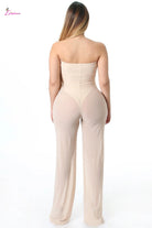 Strapless Sweetheart Bodysuit & Sheer Mesh Jumpsuit - Epicplacess