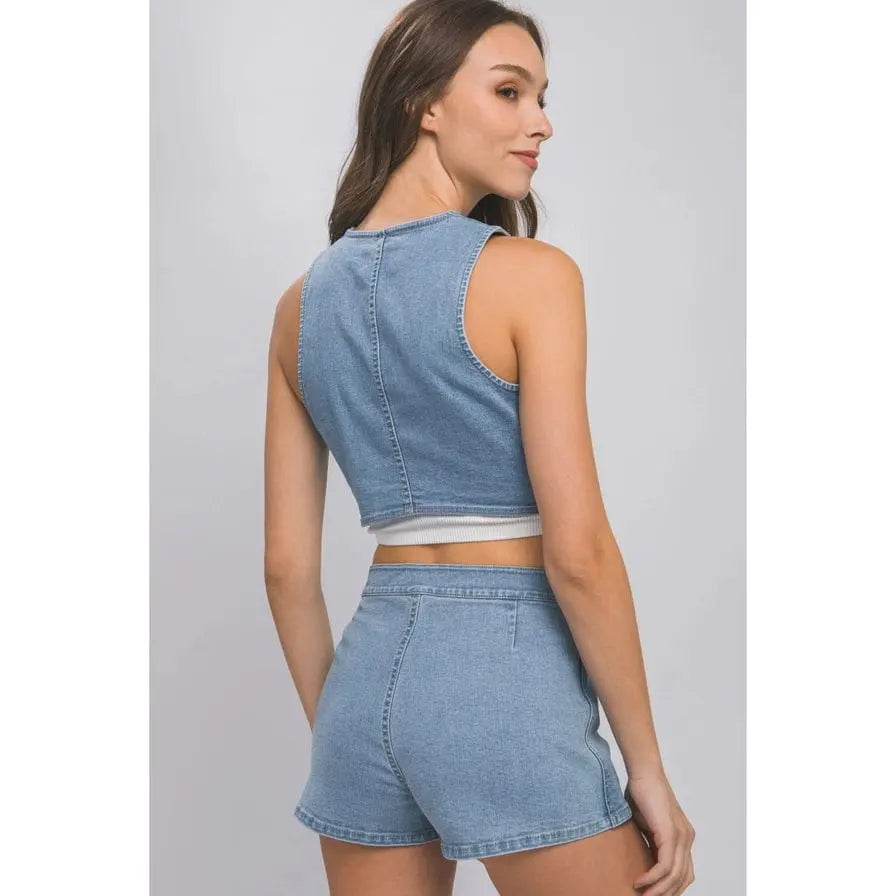 The Classic Women's Denim Cropped Top Bodysuit Epicplacess   