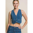 The Classic Women's Denim Cropped Top Bodysuit Epicplacess Blue S 