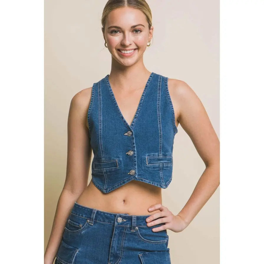 The Classic Women's Denim Cropped Top Bodysuit Epicplacess Blue S 