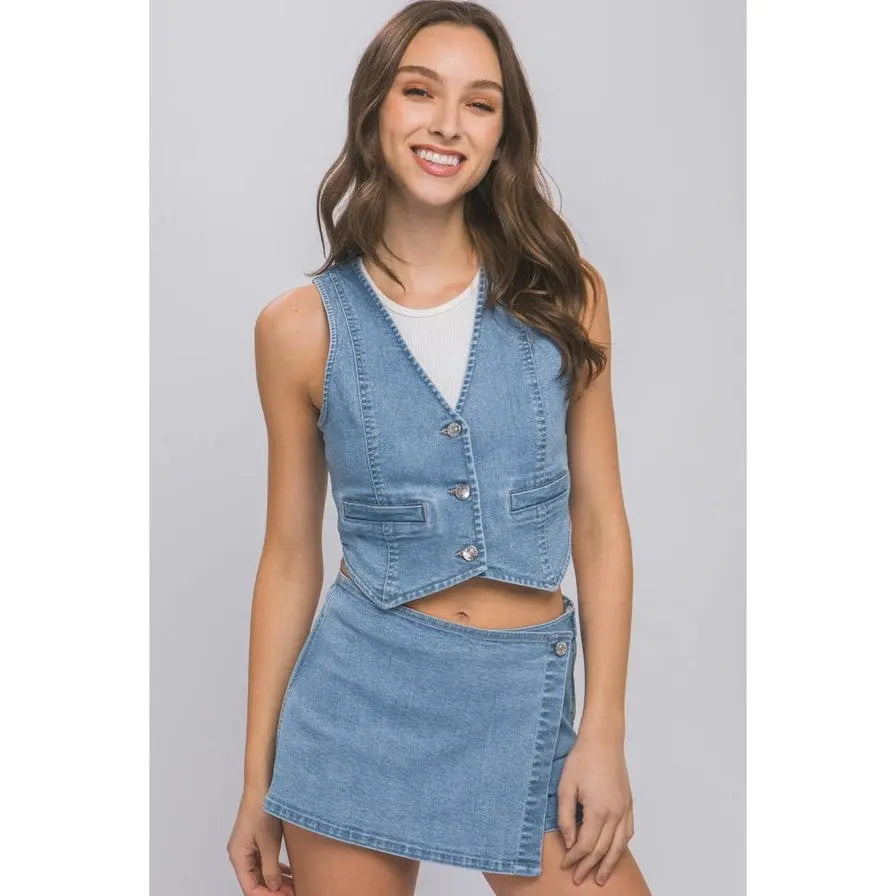 The Classic Women's Denim Cropped Top Bodysuit Epicplacess Light Blue S 