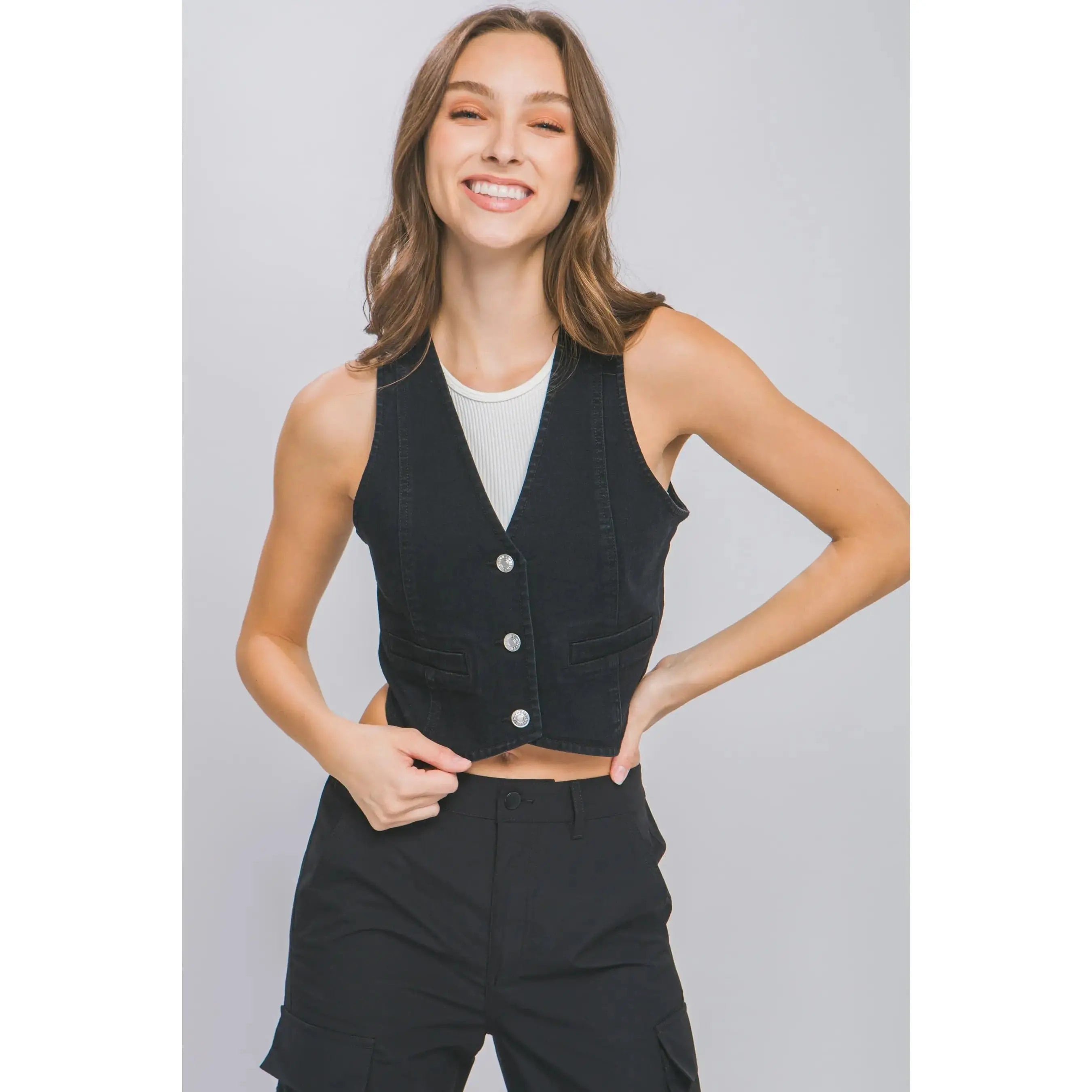 The Classic Women's Denim Cropped Top Bodysuit Epicplacess Black S 
