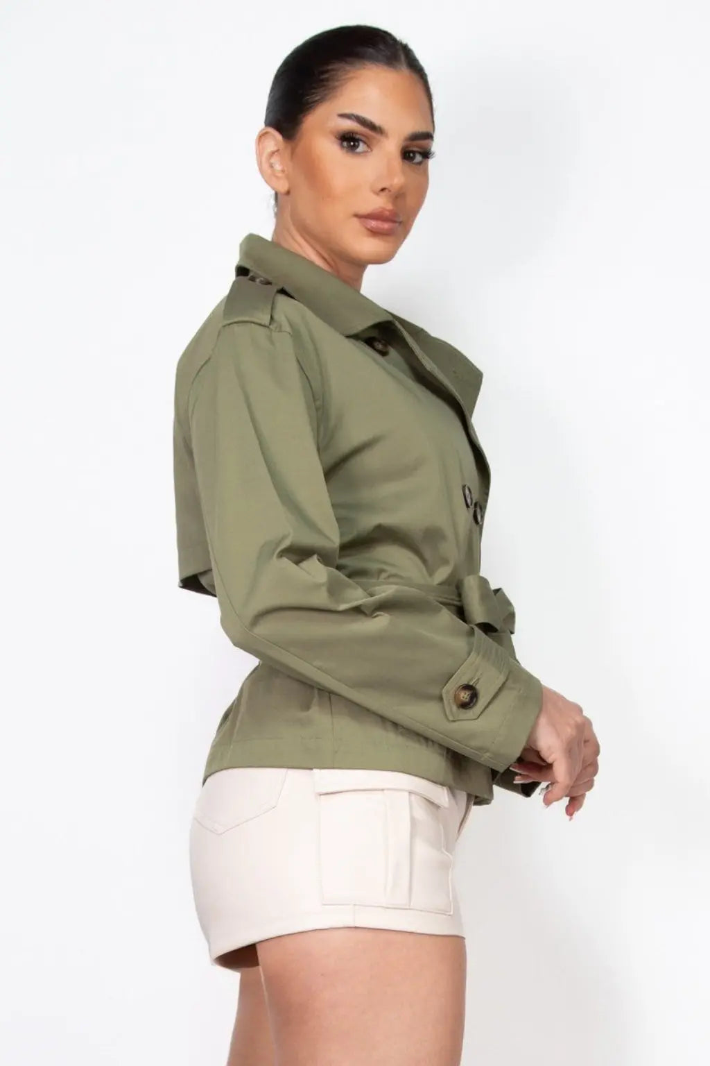 Breasted Vegan Leather Coat - Black - Epicplacess