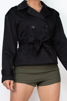 Breasted Vegan Leather Coat - Black - Epicplacess