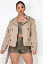 Breasted Vegan Leather Coat - Black - Epicplacess