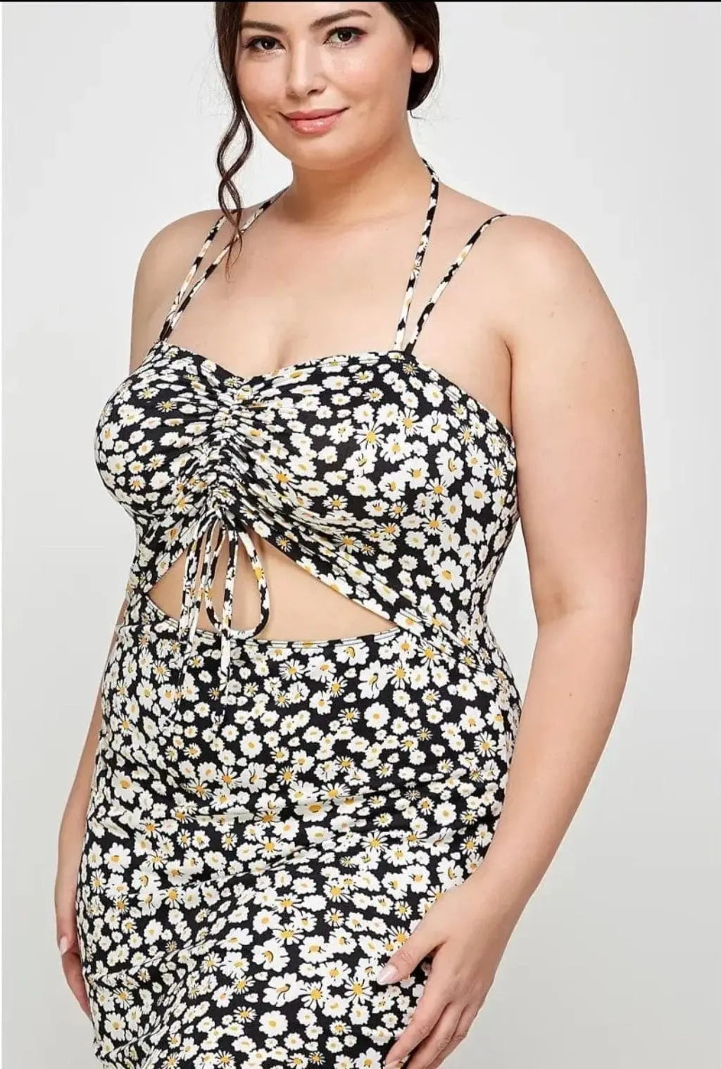 Floral Halter Midi Dress -Black Dress Epicplacess 1X Black 