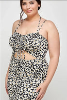 Floral Halter Midi Dress -Black Dress Epicplacess 1X Black 