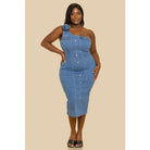 Tennessee Corsage Denim Midi Dress - Blue Dress Epicplacess 1X Blue 