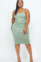 Forever Royalty Ruched Midi Dress - Green Dress Epicplacess 1X Green 