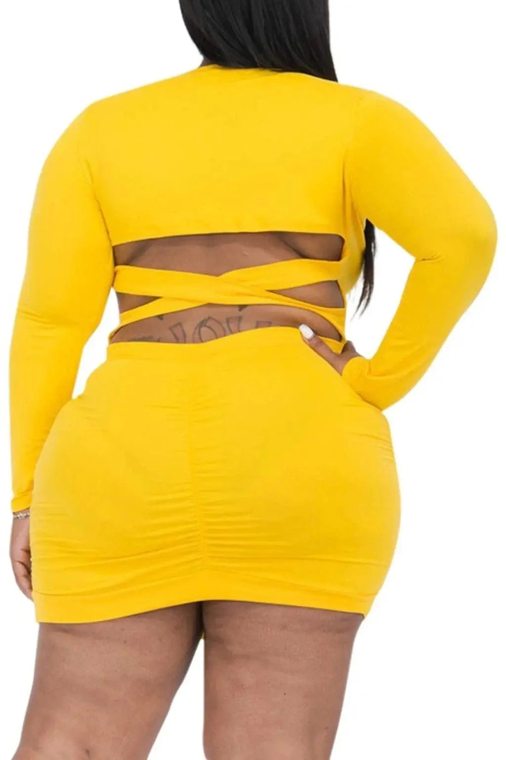 Ed Crisscross Retro Flash Mini Dress - Yellow Dress Epicplacess   