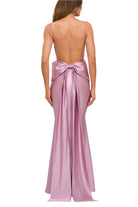 Bow Train Slinky Extreme Plunge Maxi Dress - Epicplacess