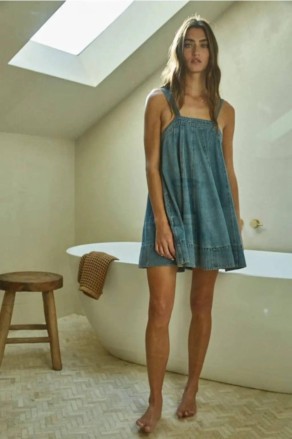 Drop Off Tie Strap Denim Mini Dress Dress Epicplacess   