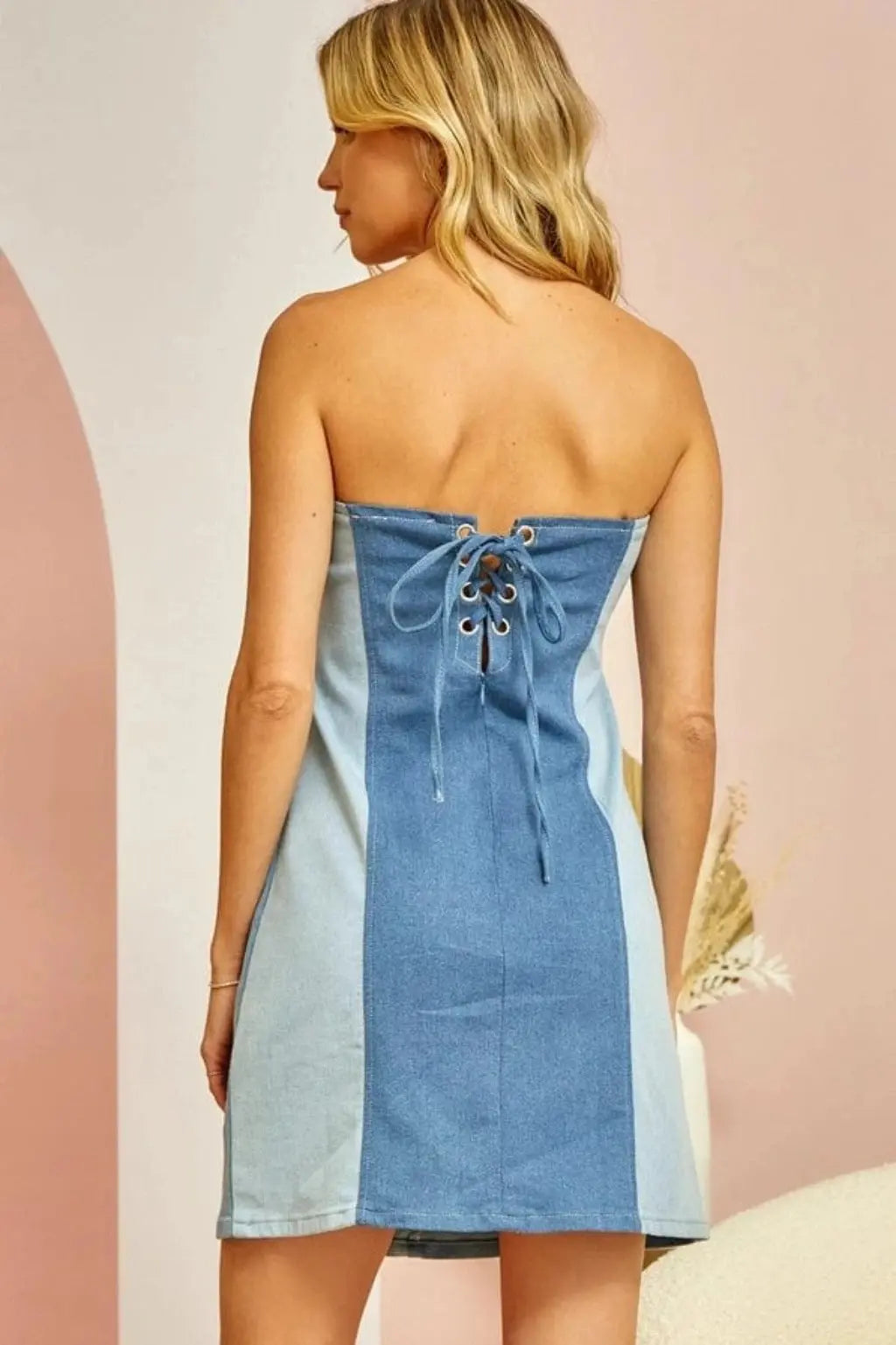 Shaded Tube Denim Mini Dress Dress Epicplacess   