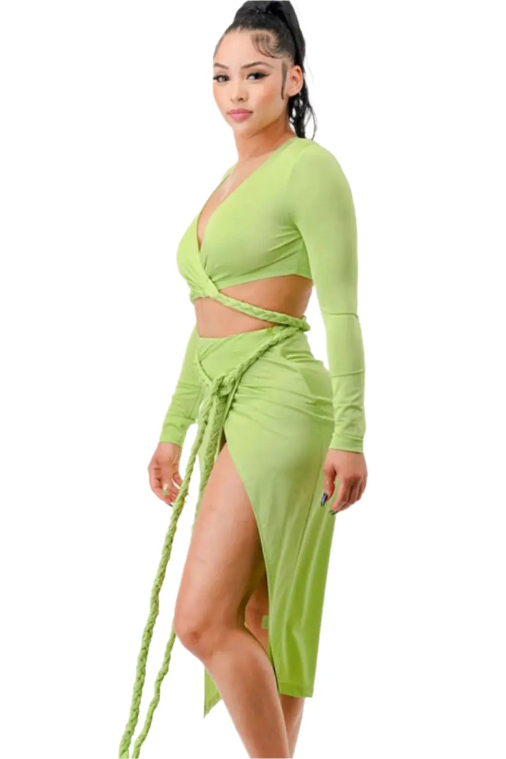 Wild In Hot Wind Midi Dress - Green - Epicplacess