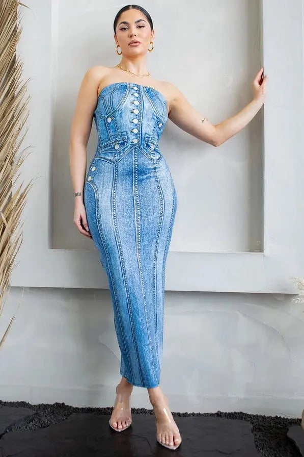 Midnight Luxe Women's Denim Dress Dress Epicplacess   