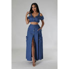 Night Angel Skirt Set With Off shoulder Crop Top Dress Epicplacess Navy Blue S 
